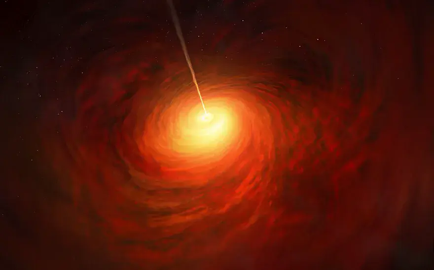 Artist's impression of a supermassive black hole at the heart of M87